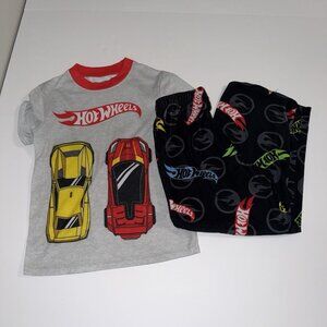 Hot Wheels Boys Short Sleeve Top & Pants Pajama Racing Racecar Size 6/7 Small